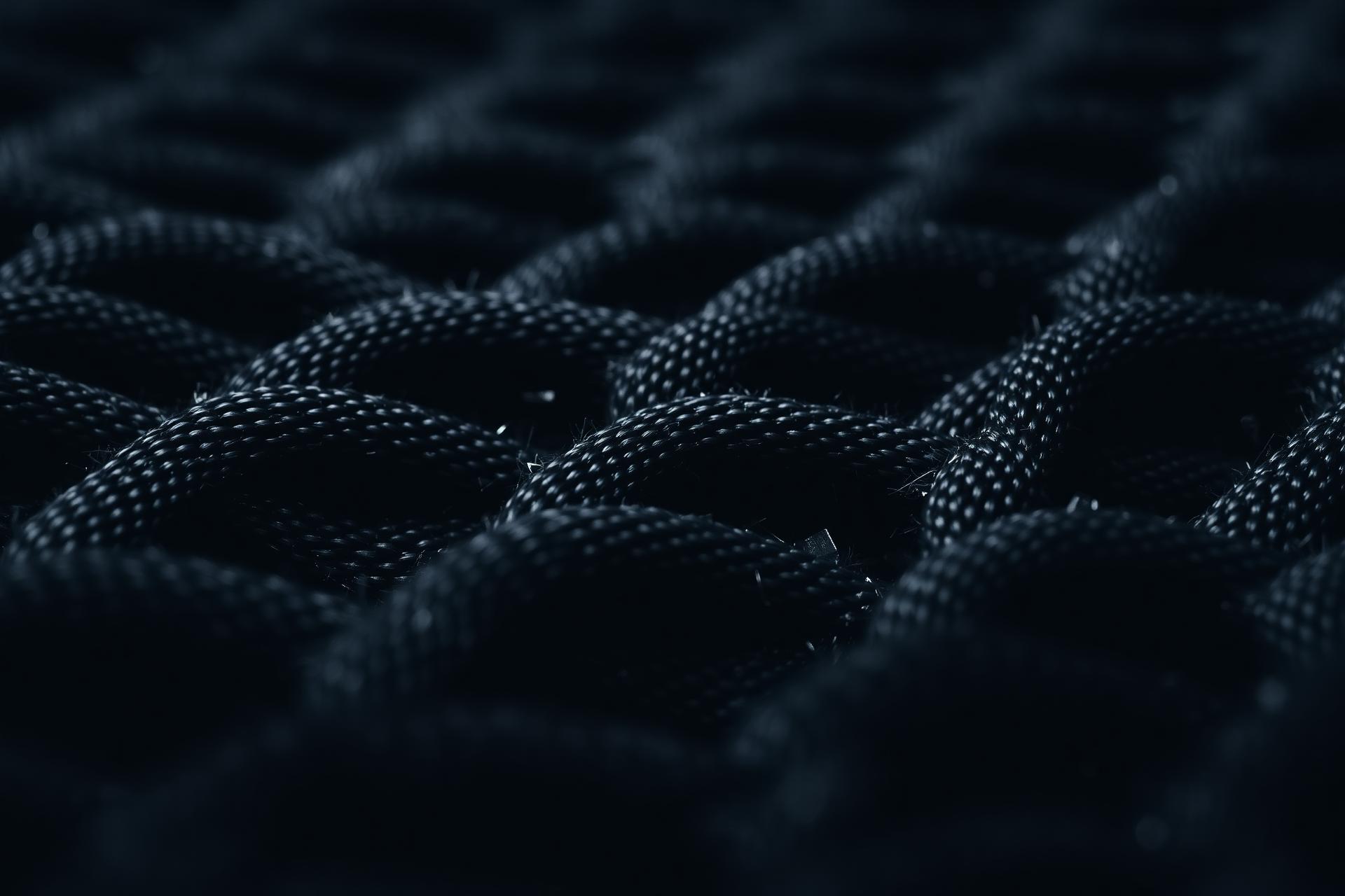 Macro shot of premium charcoal fabric weave