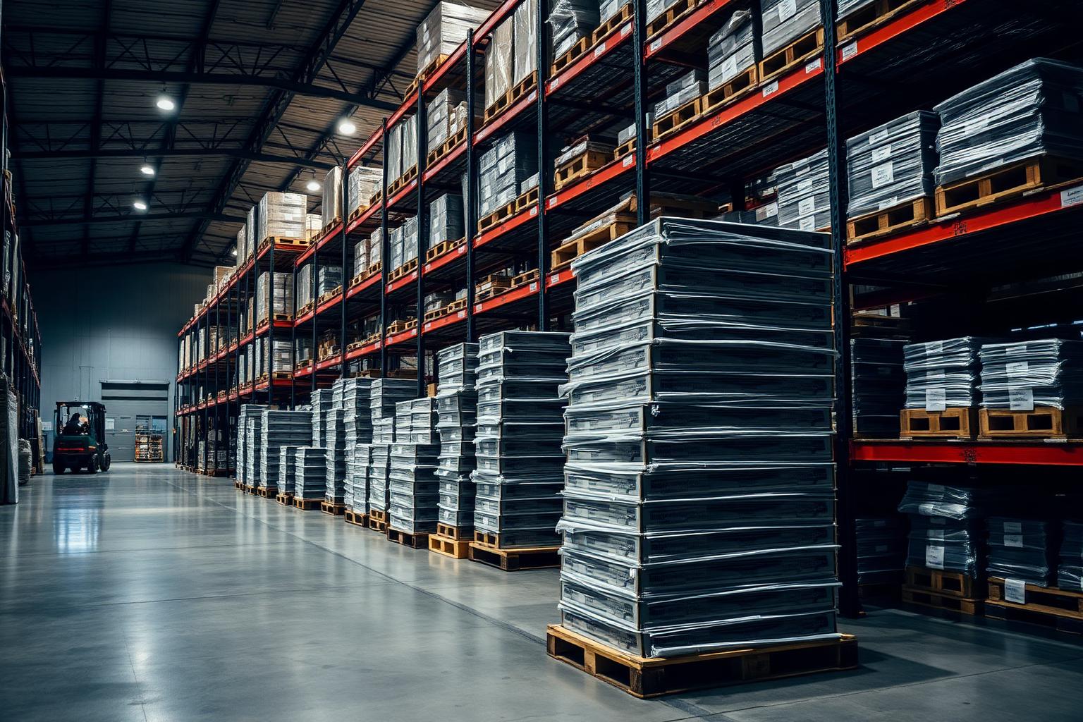 Sayko Textile logistics warehouse with palletised garment cartons